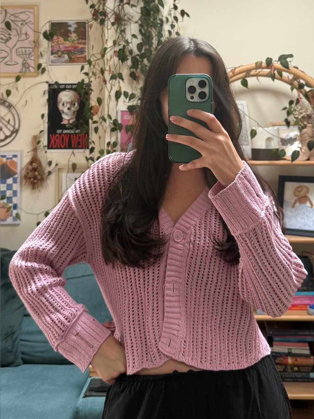 American Eagle Dusty Pink V-Neck Button Front Knit Cardigan Size XS